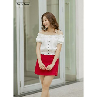 chân váy dạ màu đỏ dáng chữ A