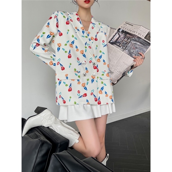 Áo vest blazer hoa oversize koreastyle