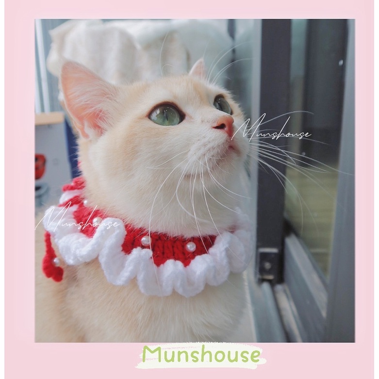 Yếm viền bèo xanh đỏ xinh cho thú cưng