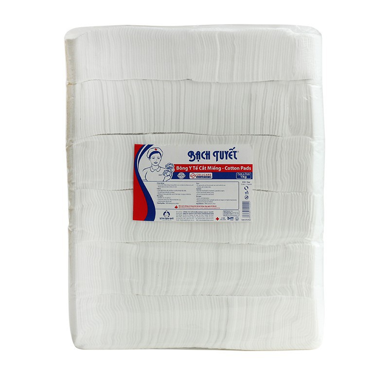 Bông y tế cắt miếng bạch tuyết 7x7 (500g) dùng cho spa, chăm sóc sức khỏe