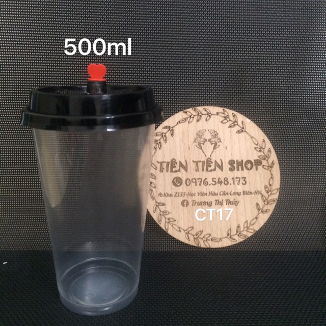 Cốc tim nắp đen 500ml