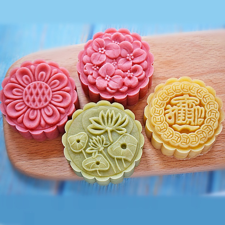 Khuôn trung thu lò xo 4 mặt hoa 75g - 85g