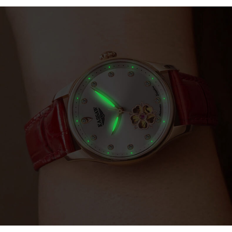 Đồng hồ nữ chính hãng KASSAW K993-2  Kính sapphire,chống xước,Chống nước 50m ,BH 24 tháng,Máy cơ (Automatic) ,dây da xịn