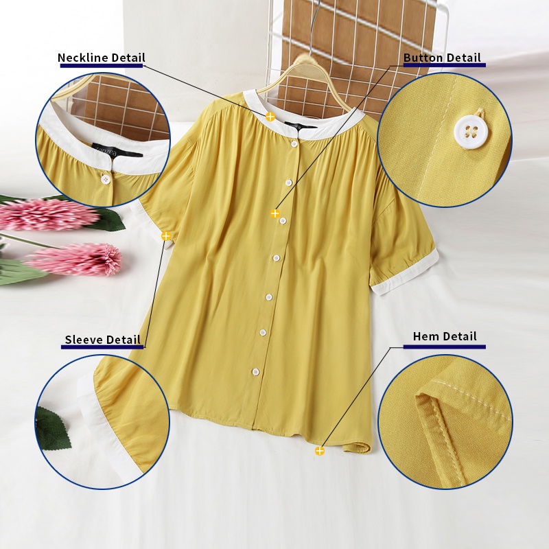 Áo sơ mi Zanzea tay ngắn cổ tròn thời trang dành cho nữ