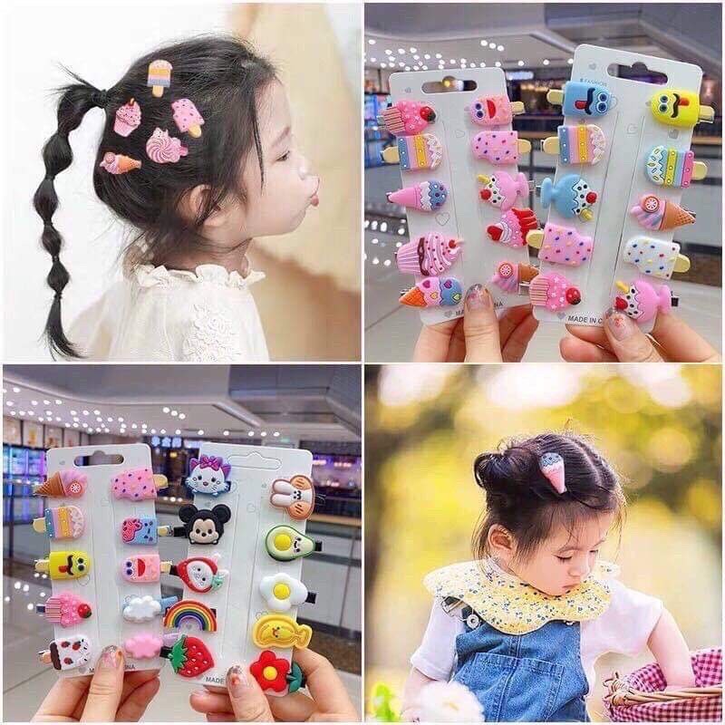 Set 5 Kẹp Tóc Kiểu Hoạt Hình, Trái Cây Cute Xinh Xắn Cho Bé Gái