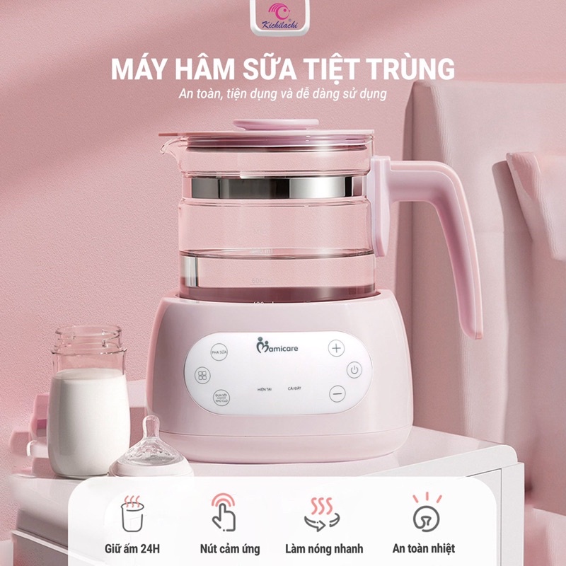 Máy đun nước pha sữa thông minh KICHILACHI MAMICARE, dung tích 1200ml đáp ứng đủ cho cả gia đình
