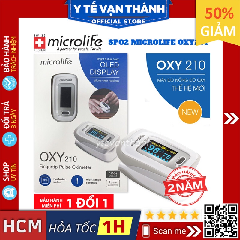✅ Máy Đo Nồng Độ Oxy SPO2 Và Nhịp Tim Microlife Oxy 210 (OLED) | Bản nâng cấp OXY 200 -VT0949