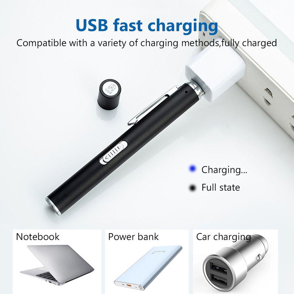 Đèn Pin LED Hai Đầu Sạc USB Hình Cây Bút Tiện Dụng