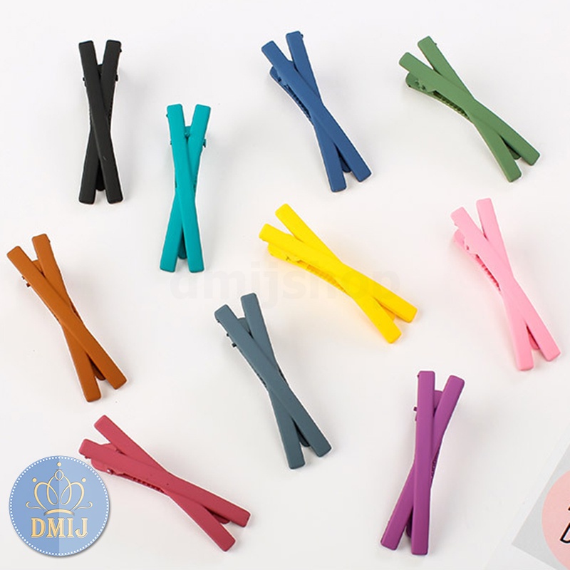 Kẹp tóc chữ X màu trơn, kẹp mái nhiều màu cute hột me