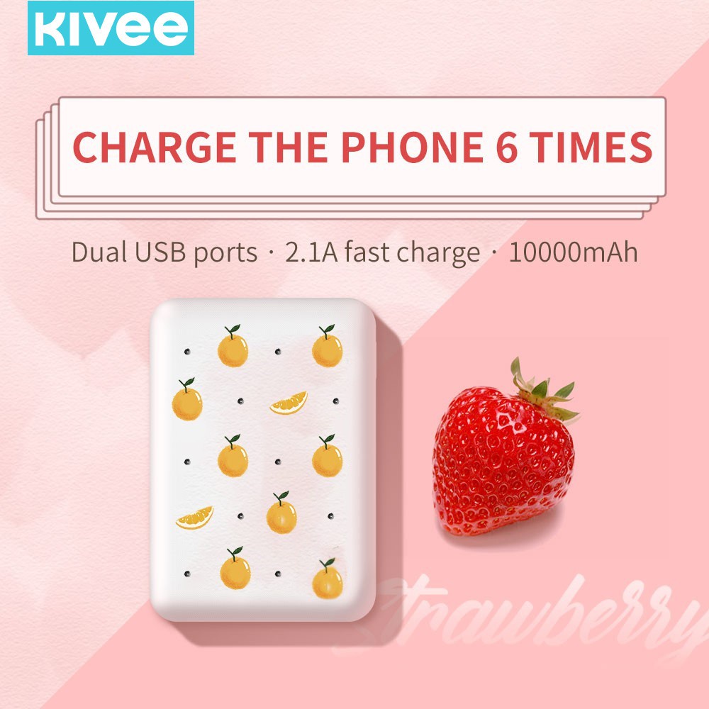 【Quà tặng; đèn LED】Sạc dự phòng 10000mah Kivee dung lượng pin tích hợp đèn led in họa tiết hoạt hình dễ thương tiện dụn