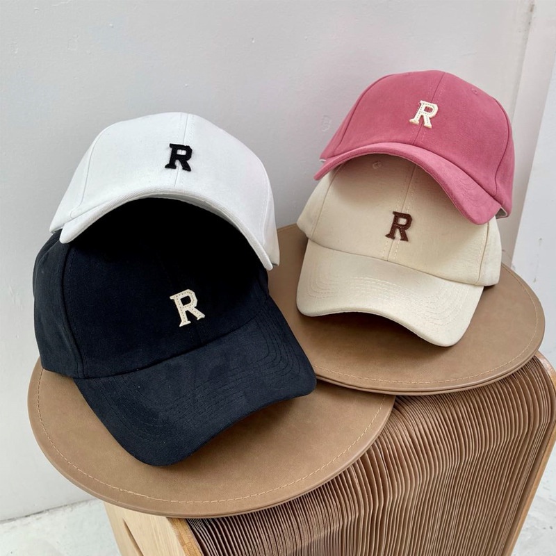 Mũ LINJW thêu chữ R phong cách Hàn Quốc 2021 trẻ trung