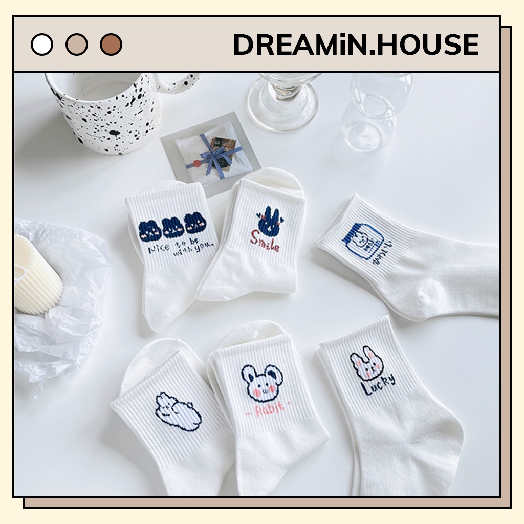 Tất vớ nữ cao cổ hình con thỏ cute dễ thương tất trắng cổ cao chất cotton phong cách Hàn Quốc TCC05