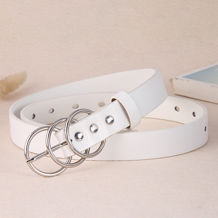 Thắt Lưng Mỏng Khóa Tròn 3 Vòng Thiết Kế Đơn Giản Thời Trang Cho Nữ