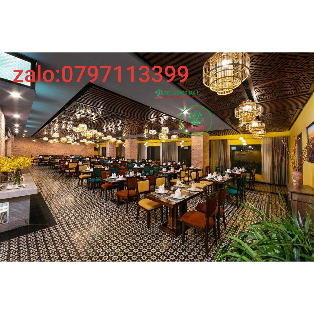 Đèn mây tre đan, lồng đèn trang trí nhà hàng cao cấp đèn trụ tăm tre