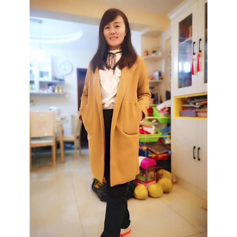 Áo dạ nữ dáng dài phong cách hàn quốc thời trang thu đông quảng châu