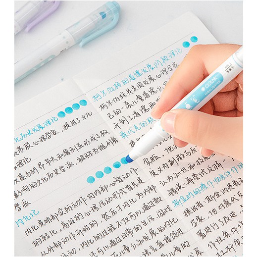 BOX 6 bút dạ 2 ĐẦU TRÒN và đầu nhọn highlight, ghi chú, đánh dấu trang trí- StudywithNgan-boxbut06