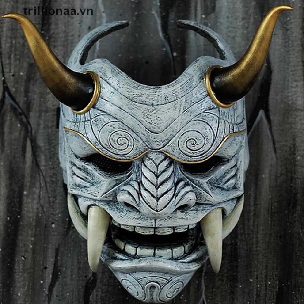 【trillionaa】 Japanese Ghost Hannya Halloween Masquerade Mask Prajna Half Face Masks Samurai .