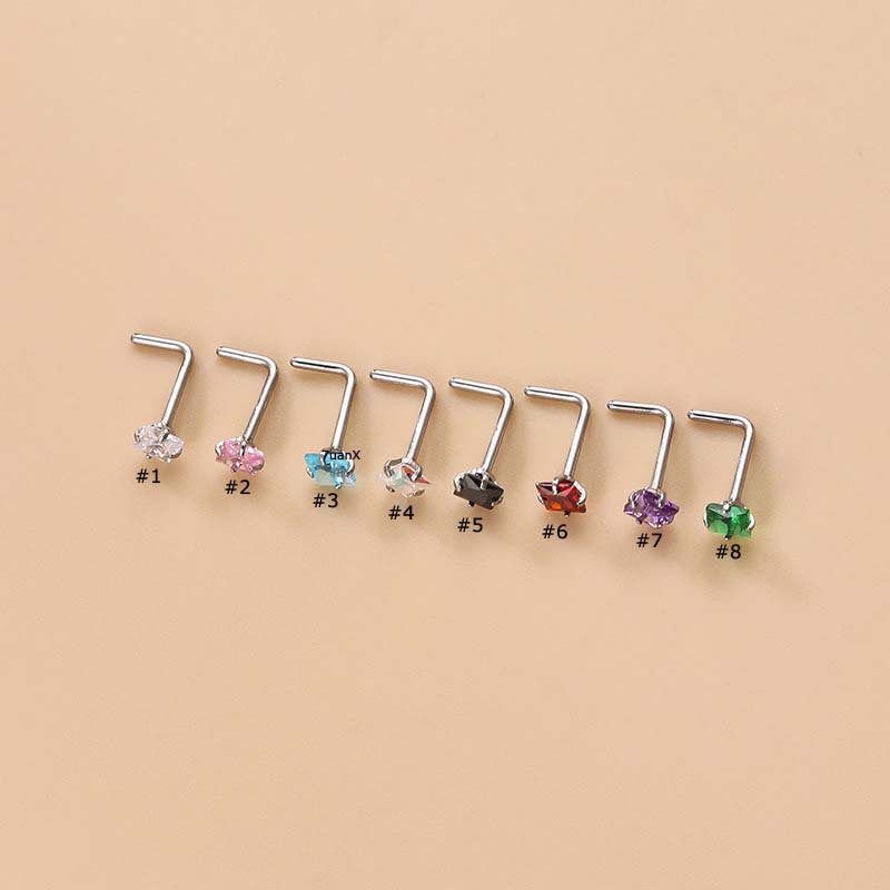 1 Khuyên Mũi Hình Chữ L Bằng Thép Không Gỉ 20Gauge 3mm