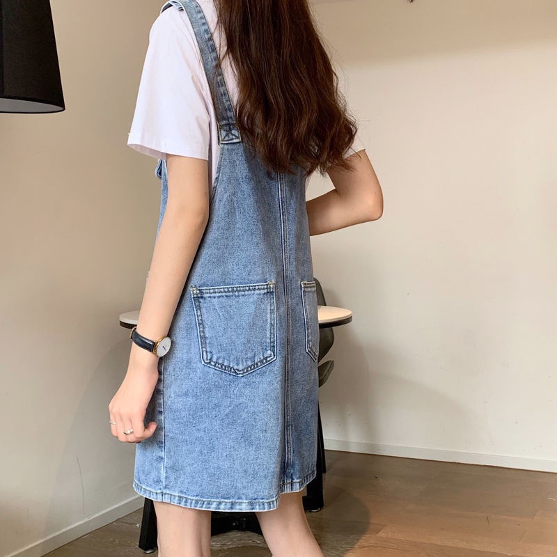 [LININ] Đầm Yếm Denim Dáng Chữ a Dáng Rộng Phong Cách Hàn Quốc Thời Trang Mùa Hè Dễ Phối Đồ Hepbu Cho Phụ Nữ Tuổi Trung Niên