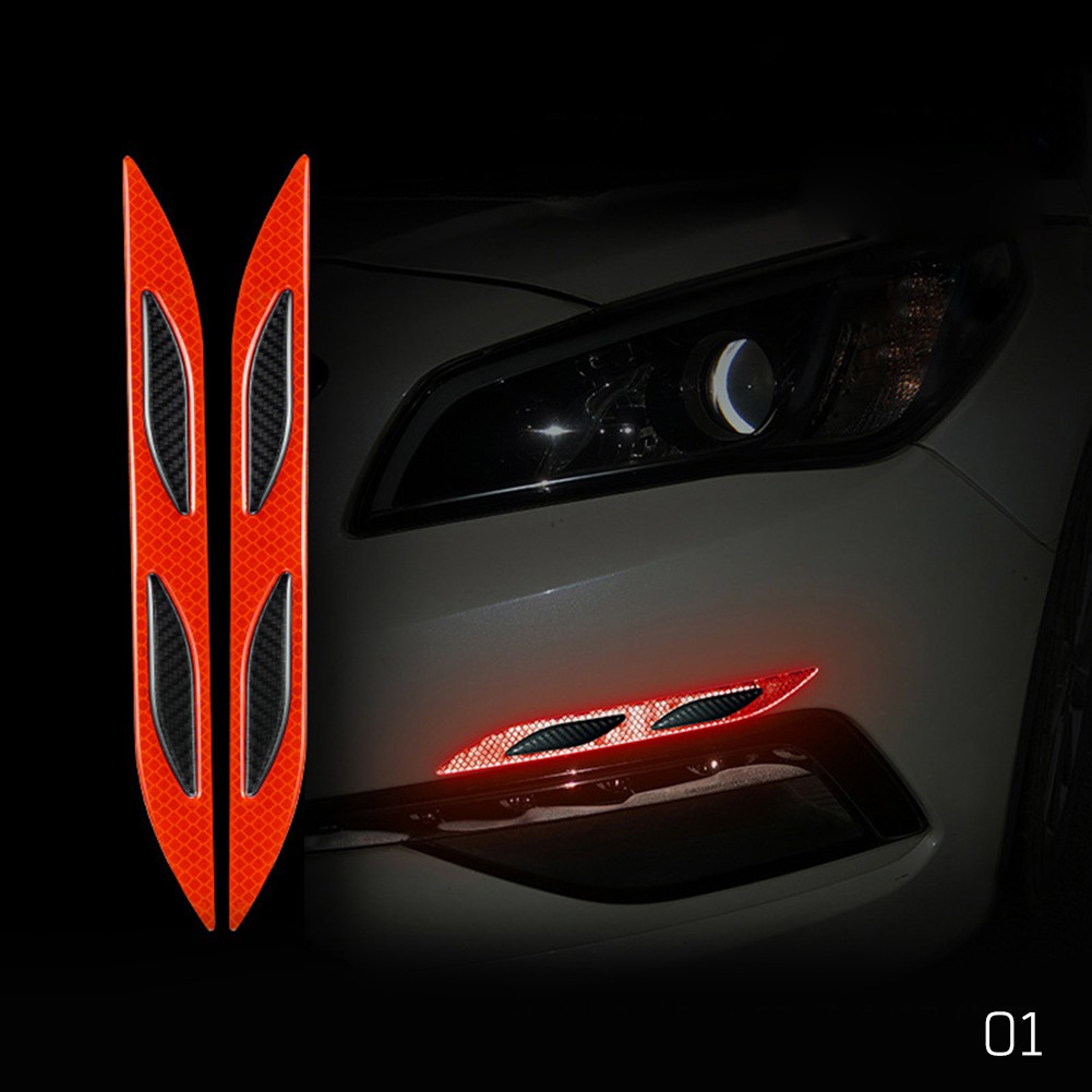 Bộ 2 Miếng Dán Sợi Cacbon Phản Quang Chống Trầy Dành Cho Xe Hơi