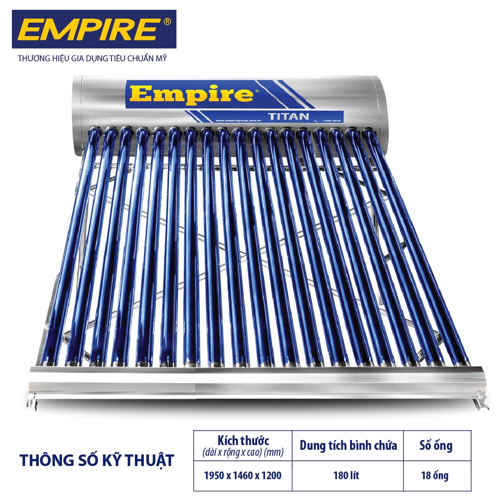 Máy Nước Nóng Năng Lượng Mặt Trời EMPIRE TITAN 180 LÍT