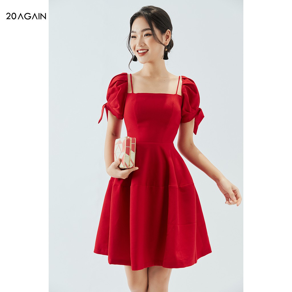 Váy xòe tay bồng 20AGAIN, thiết kế cổ vuông trẻ trung, chất liệu cao cấp DEA1685 | BigBuy360 - bigbuy360.vn