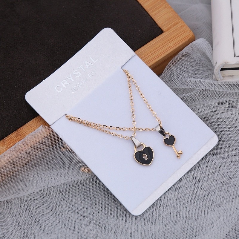 Set 2 Vòng cổ mặt ổ khóa trái tim thời trang cho cặp đôi