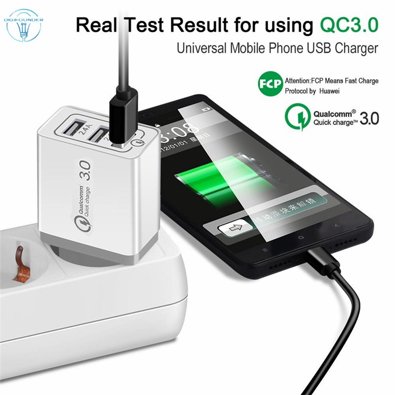DG Universal 3 Port USB Wall Charger Fast Quick Charge QC3.0 USB Hub Charger Adapter EU US Plug