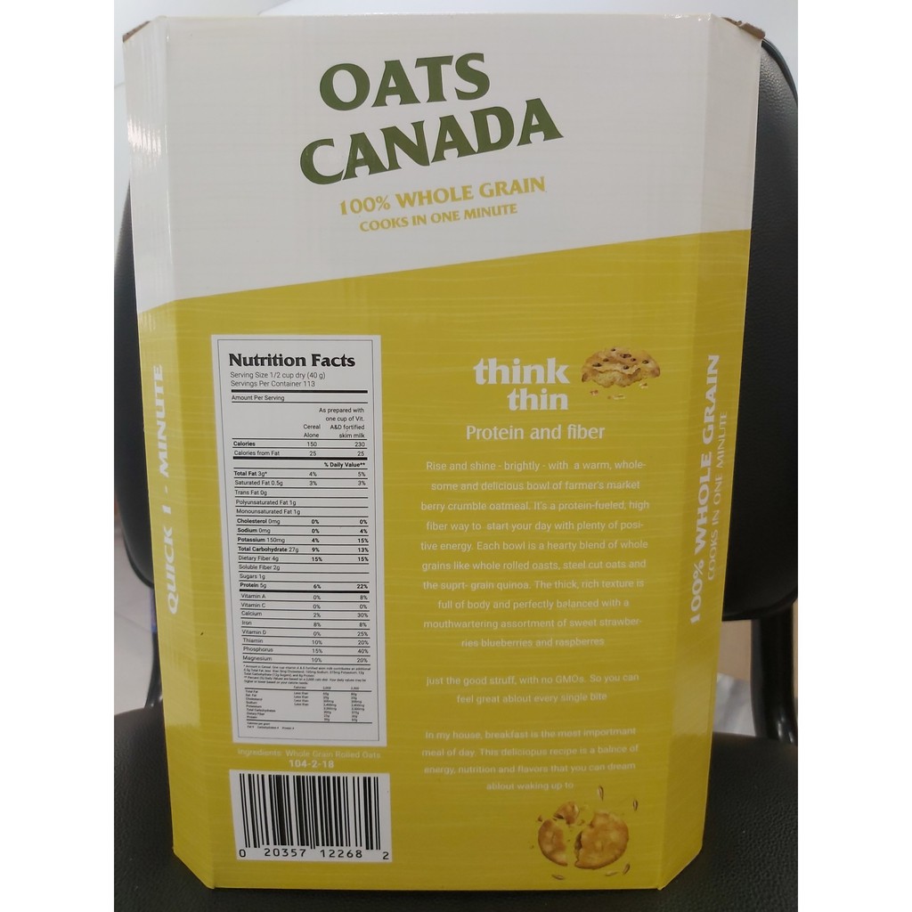 Yến Mạch CANADA OATS ( Nguyên hạt cán Mỏng ) Thùng 4,52Kg | BigBuy360 - bigbuy360.vn