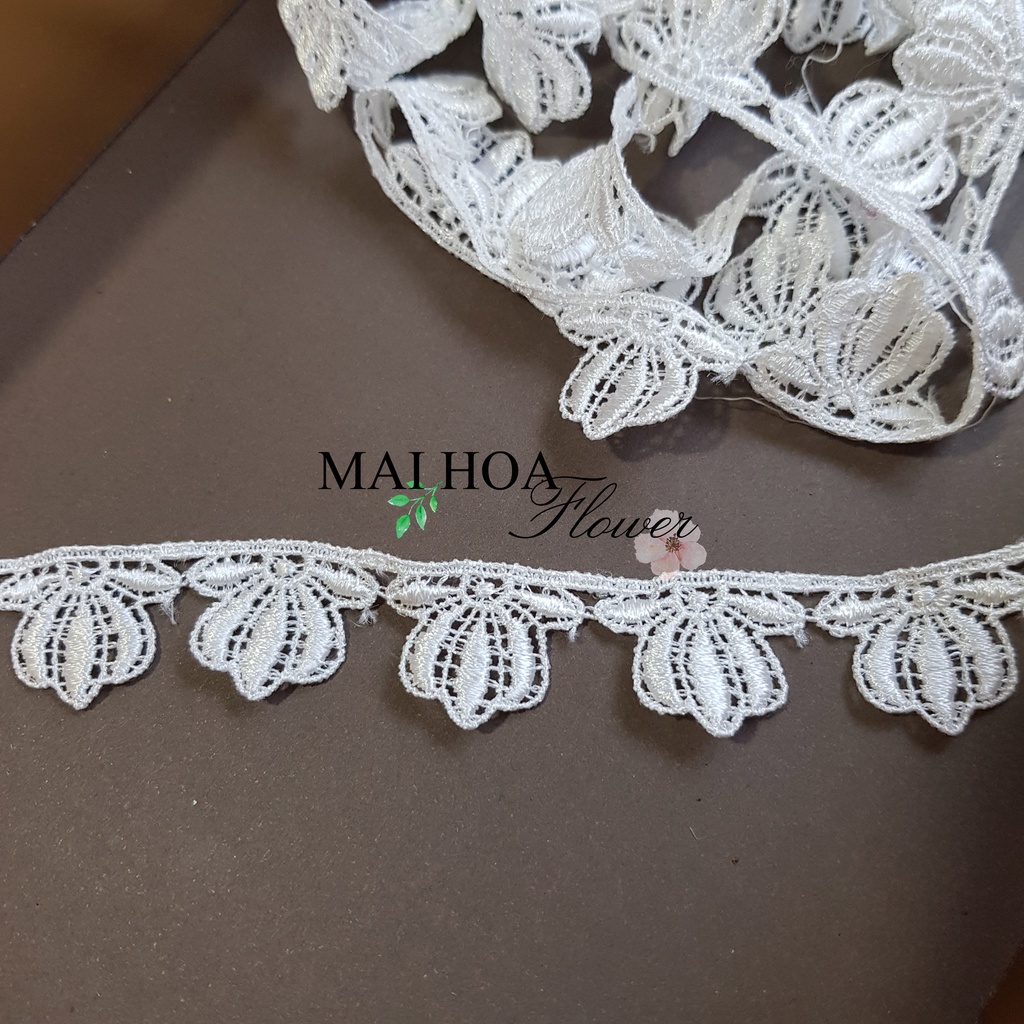 RC17 Cuộn 6 mét dây ren viền váy áo ren chỉ trắng dùng may đồ rộng 2cm Maihoaflower