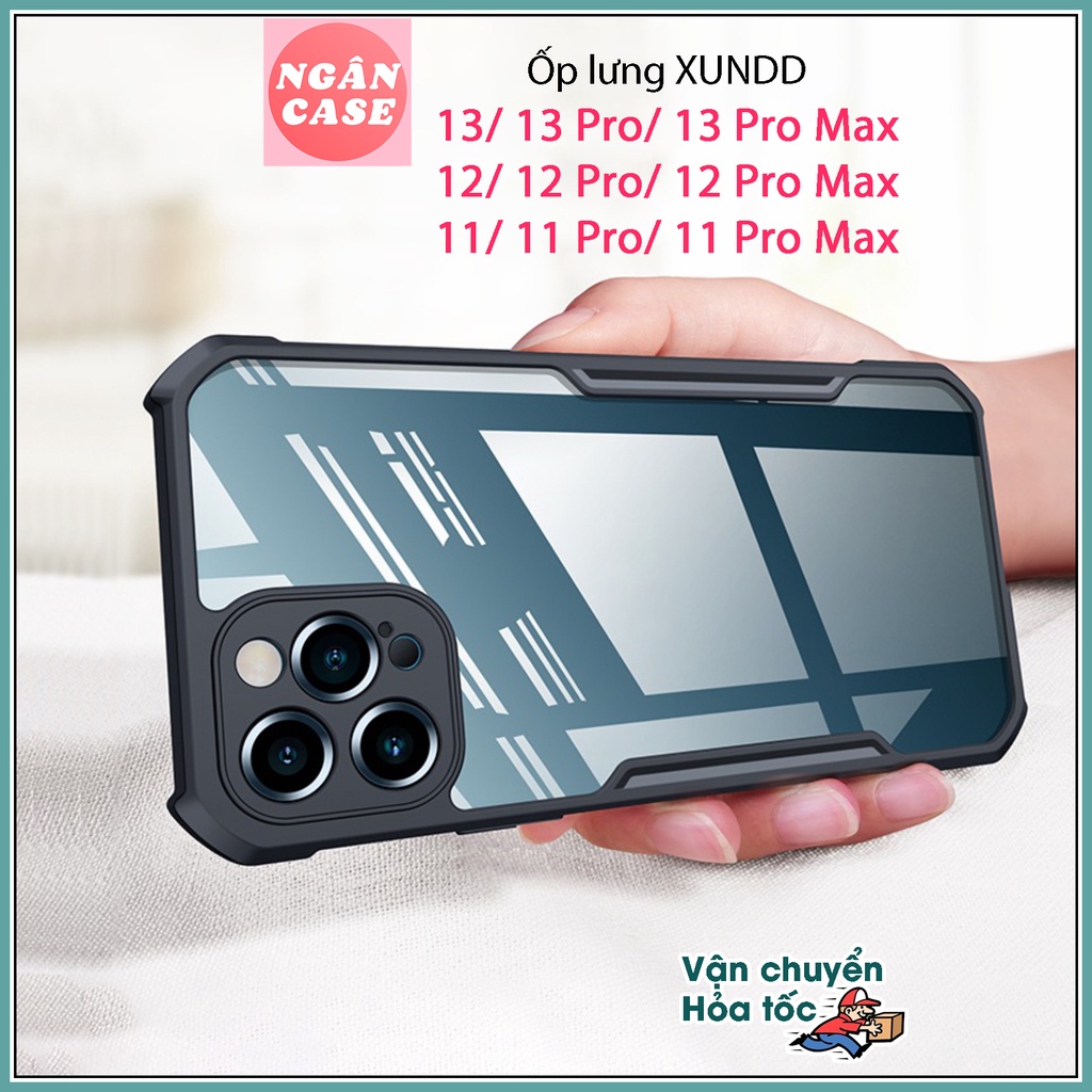 Ốp lưng XUNDD iPhone 13/ 13 Pro/ Max/ 12/ 12 Pro/ Max/ 11/ 11 Pro/ Max, Mặt lưng trong, Viền TPU, Chống sốc