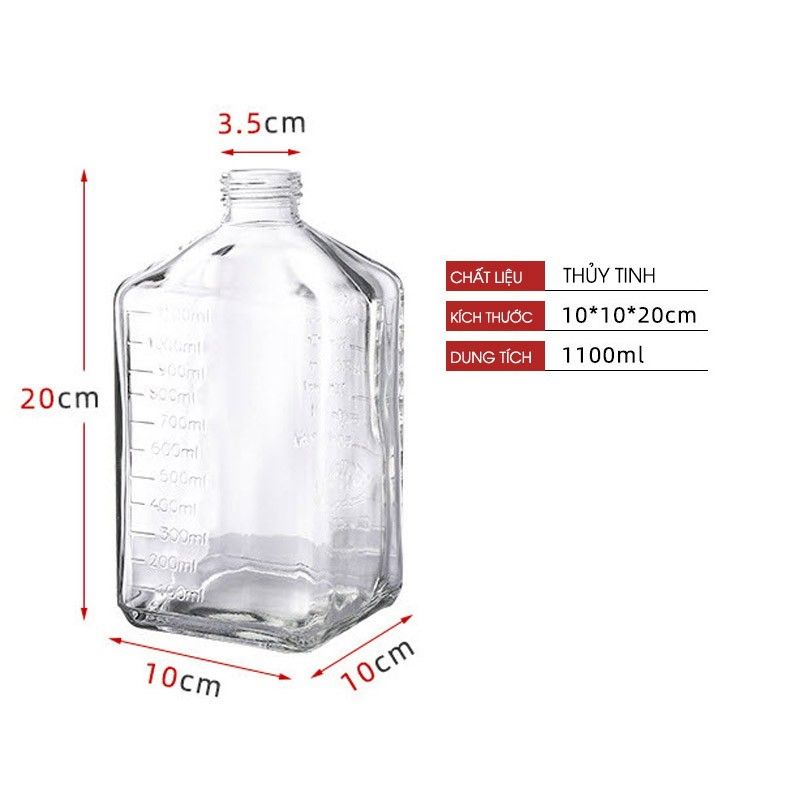 Bình bơm siro thủy tinh có vòi định lượng 10ml đựng dung dịch, siro, sữa
