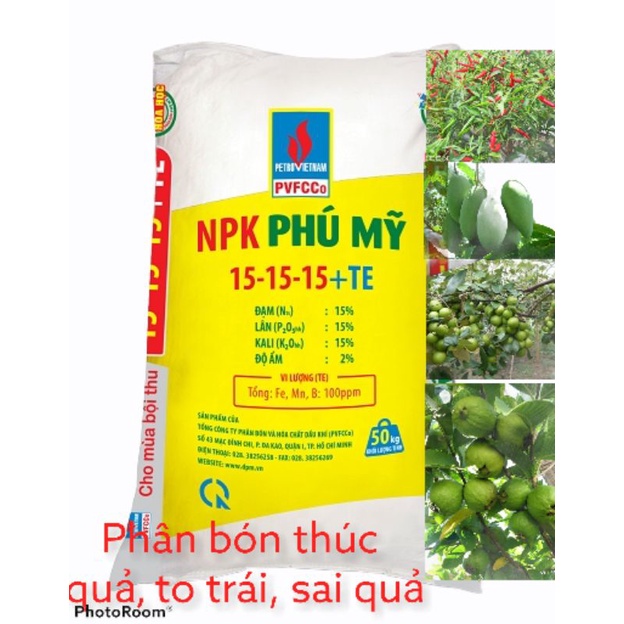 1 Kg phân bón Npk 15.15.15 Phú Mĩ - Thúc ra hoa, đậu trái, nhiều củ, quả - Tăng chất lượng, tăng năng suất, hiệu quả cao