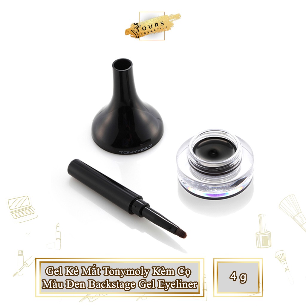 [Auth Hàn] Gel Kẻ Mắt Tonymoly Kèm Cọ Màu Đen Backstage Gel Eyeliner 01 Black - Cọ Kẻ Mắt Nước Tonymoly Tông Đen Black