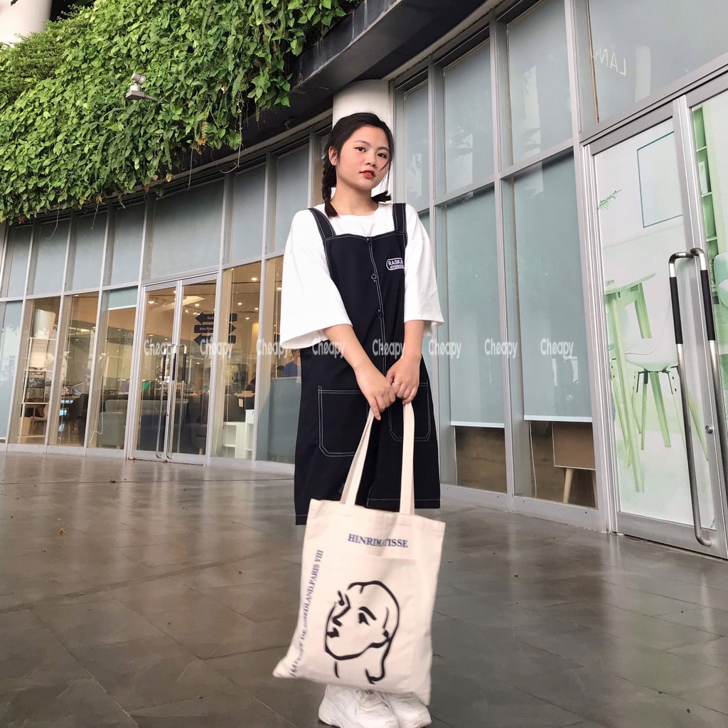 Váy yếm nữ chỉ nổi phom rộng dáng suông cá tính chất jean thô mềm dễ mix đồ cực chất (KHÔNG KÈM ÁO) | BigBuy360 - bigbuy360.vn
