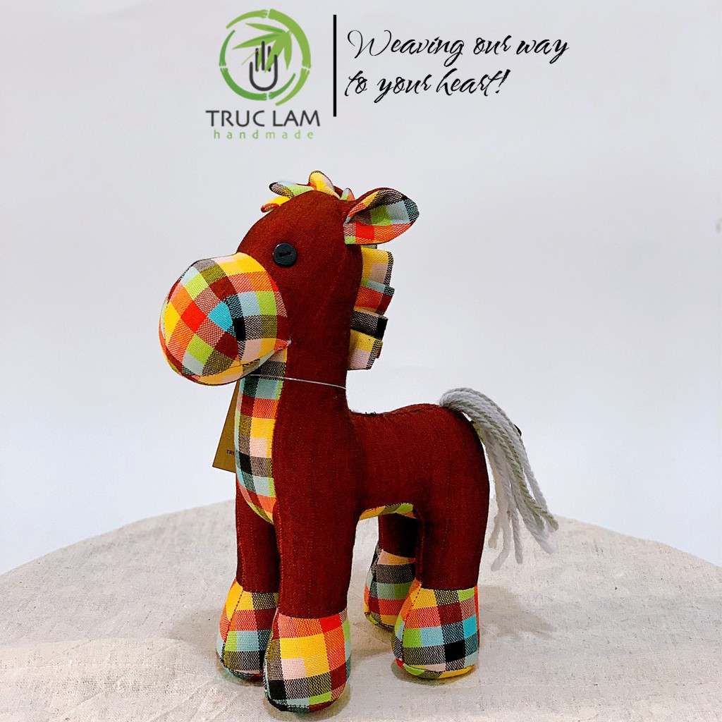 Đồ Chơi Cho Bé Thú Nhồi Bông Hình Con Ngựa Vải Dệt Tay Bông Gòn Cao Cấp - Trúc Lâm Handmade.
