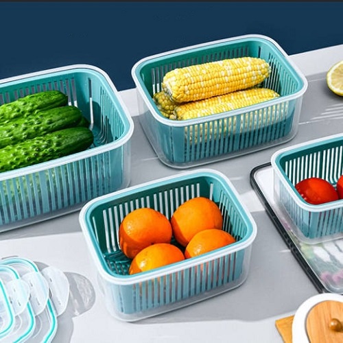 Bộ Hộp Nhựa Đựng Thực Phẩm 5 Món Kèm Rổ - Có Quai Xách Tiện Lợi