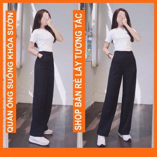 Quần ống rộng nữ lưng cao , Quần ống suông nữ lưng cao KHÓA TRƯỚC CÓ CÚC