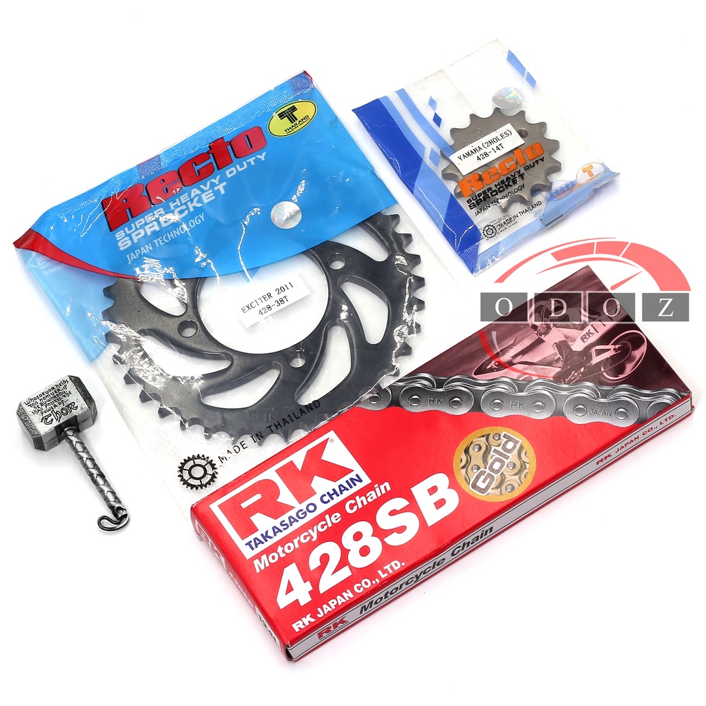 (NSD Ex135) - Nhông dĩa thép Recto và sên vàng RK428SB dành cho Exciter 135