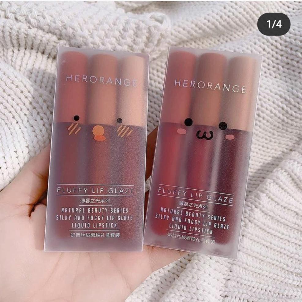 Set 3 Cây Son Kem Lì Herorange Fluffy Lip Glaze Mỹ Phẩm Nội Địa Trung KING DC Hot Giữ màu Lâu | BigBuy360 - bigbuy360.vn