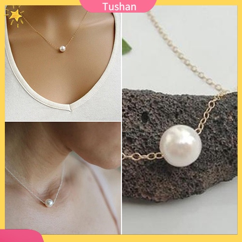 Vòng cổ ngọc trai giả màu vàng/bạc bằng hợp kim