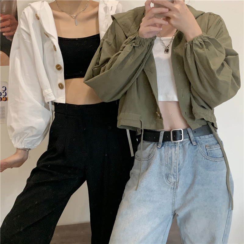 SUXI Áo Khoác Cardigan Dáng Croptop Tay Dài Thiết Kế Dây Rút Thời Trang Cho Nữ