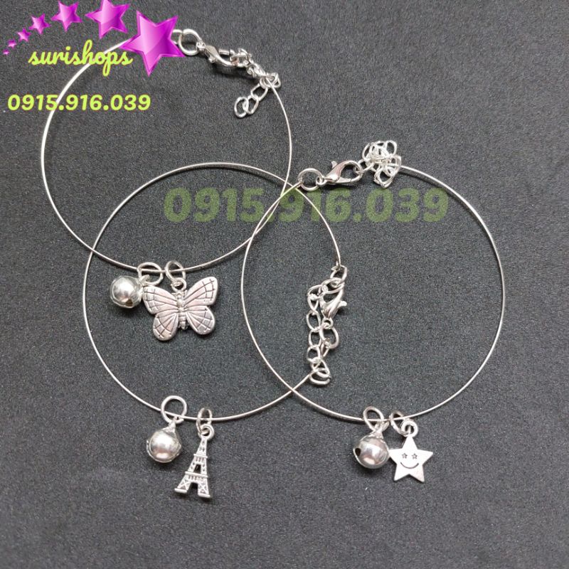 Vòng Tay Dạng Mảnh Phối Charm Có Chuông