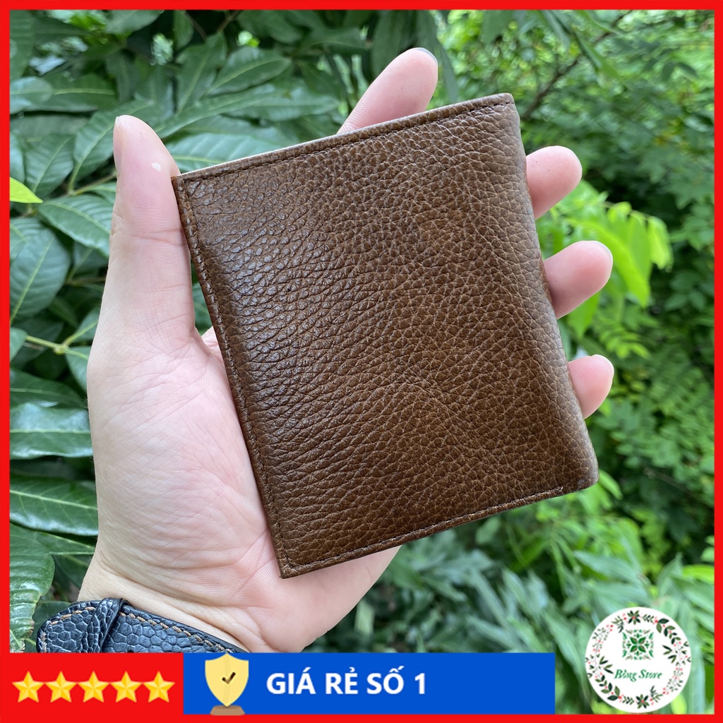 Ví nam mini da bò dáng đứng ví mini nam cao cấp da bò thật nhỏ gọn tiện lợi kích thước 10,5cm x 8,5cm VMN003