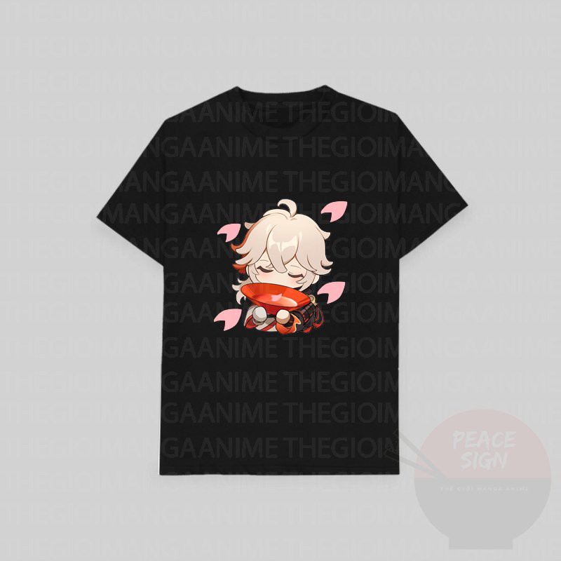 Áo thun phông đen in hình nhân vật KAZUHA game GENSHIN IMPACT chibi anime thời trang nam nữ cá tính