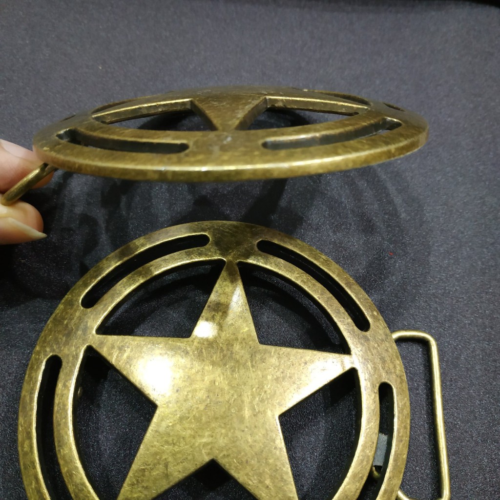 Mặt khóa dây lưng ngôi sao lớn tròn 10cm màu đồng