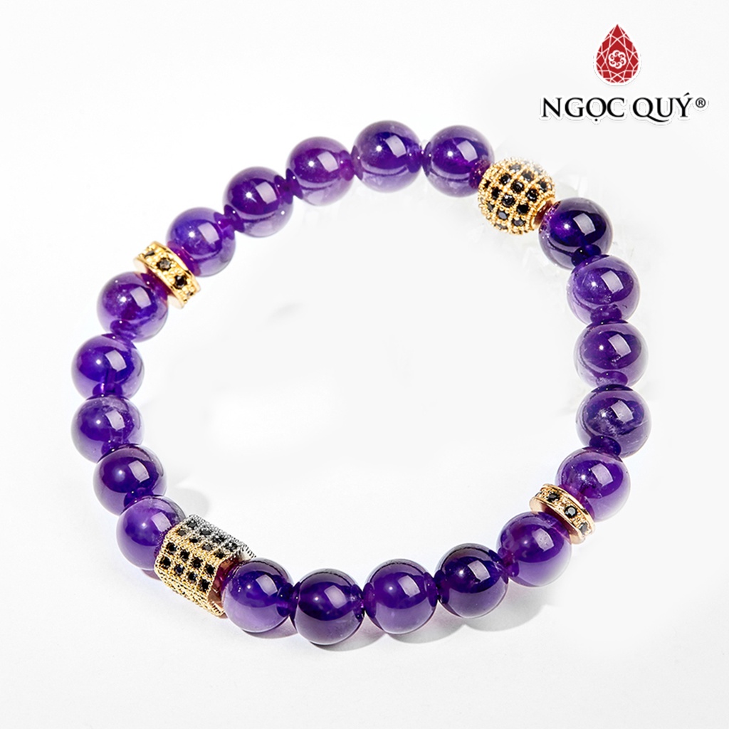 Vòng tay TA tím phối charm đính đá - Ngọc Quý