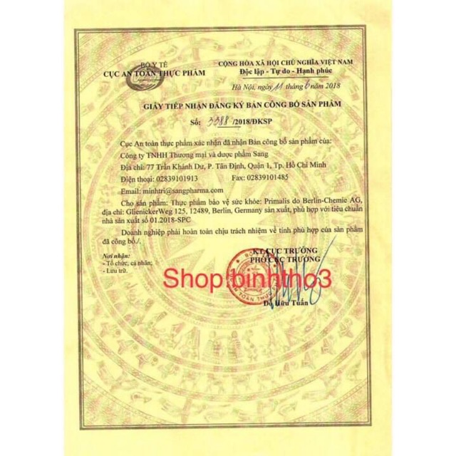 Primalis (Đức)(hỗ trợ giảm sự tiến triển của phì đại lành tính tuyến tiền liệt,khó tiểu,tiểu nhiều lần,30viên tặng 5viên
