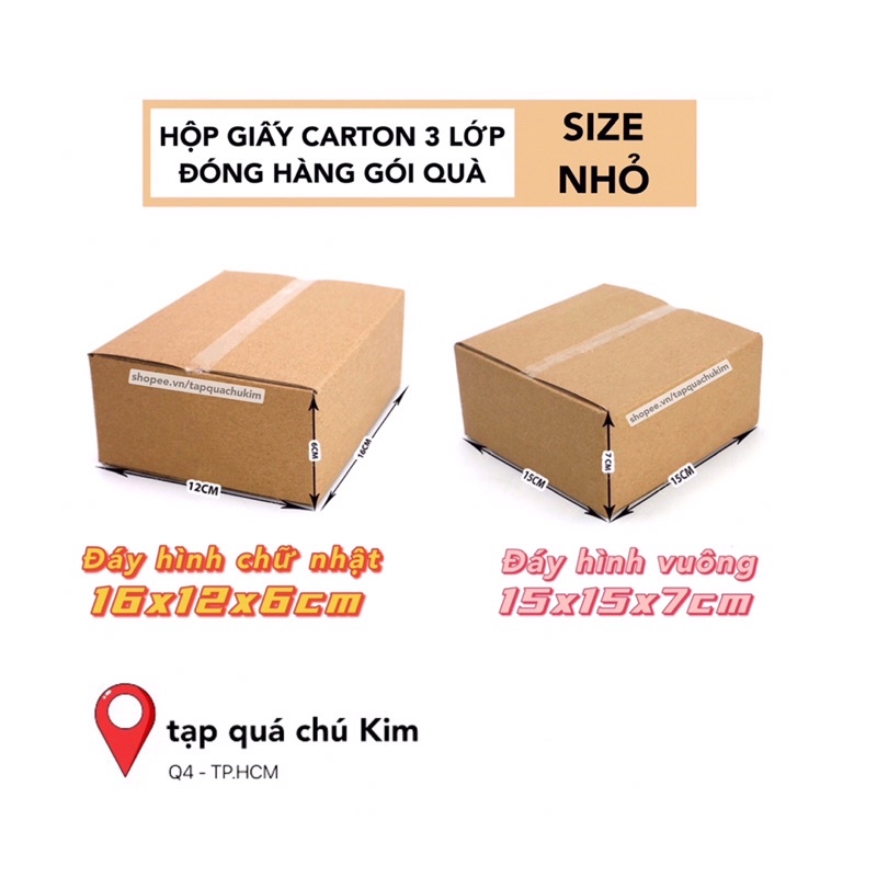 COMBO 3 hộp giấy carton nhỏ 3 lớp chuyên dùng gửi hàng - tặng quà