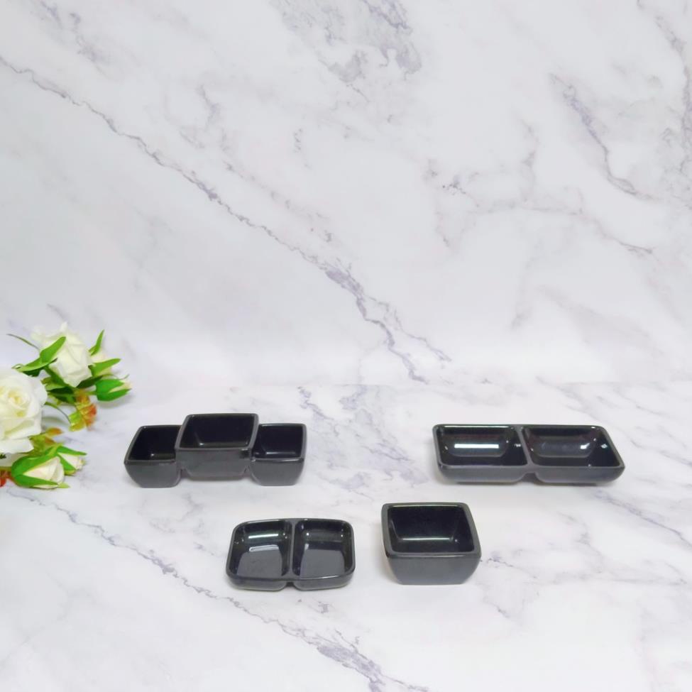 (HÀNG ĐẸP) Bộ chén dĩa chấm Superware Nhựa phíp 100% melamine Đen